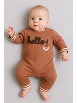 DMR Elegance Hello Nakışlı % 100 Pamuk Erkek Bebek Tulum