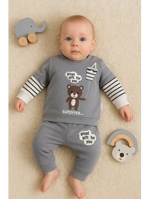 DMR Elegance Gift For You Desenli 2'li % 100 Pamuk Erkek Bebek Takımı