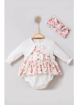 DMR Elegance Bahar Çiçekleri Desenli Bandanalı Kız Bebek Romper