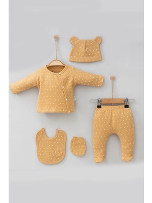 DMR Elegance Puantiye Desenli % 100 Pamuk Kız Bebek Hastane Çıkış Seti