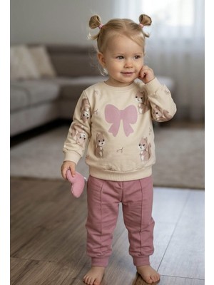 Bobişko Laura Baby Sincap Desenli Kız Bebek Çocuk Alt Üst Eşofman Takımı