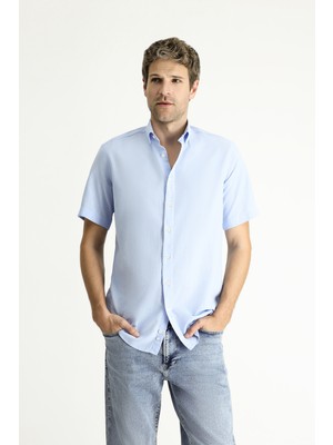 Kiğılı Kısa Kol Regular Fit Spor Pamuk Düğmeli Yaka Gömlek