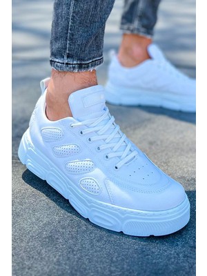 Roof Atelier Erkek Beyaz Bağcıklı Kalın Taban Spor Ayakkabı - 105 - Cbt Cronus