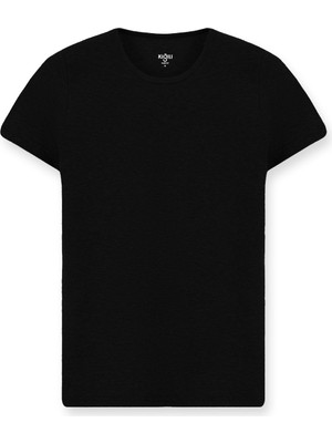 Kiğılı Bisiklet Yaka Slim Fit Dar Kesim Pamuk Fitilli Tişört