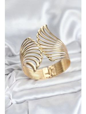 Bazarhane Pirinç Gold Renk Vintage Kadın Bileklik