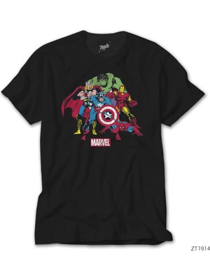 Marvel Comics Team Siyah Tişört