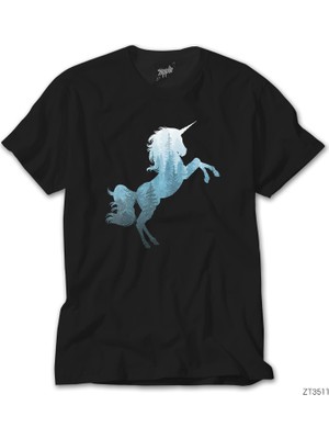 Unicorn Orman Siyah Tişört