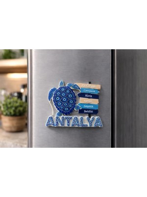 Antalya Kaplumbağa Magnet – Dekoratif Buzdolabı Süsü Antalya Hatıra Magnet 6.5x6.5 cm