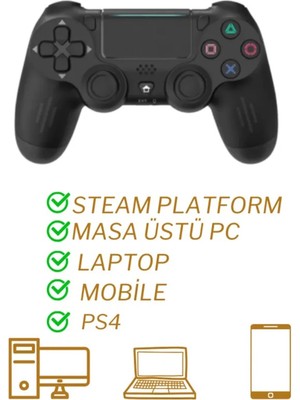 AyrStore Buğz Ps4 Kol Wireless Bt Kablosuz Oyun Kolu Ps4 Joystick Tablet Telefon Pc Uyumlu Titreşimli Oyun