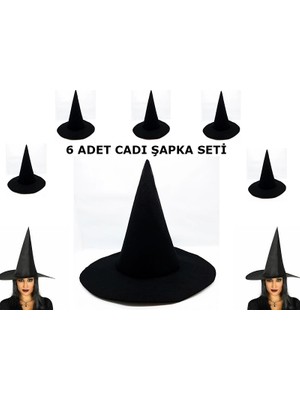 AyrStore Buğz Siyah Cadı Şapkası Keçe Yetişkin Boy 6 Adet