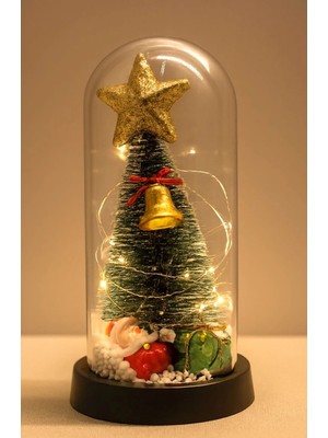 AyrStore Buğz Yılbaşı Temalı Işıklı  Dekoratif Cam Fanus ALK5078