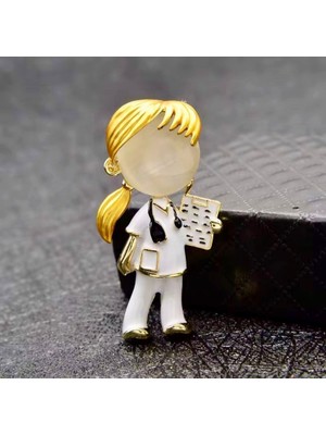 Rachel Silver Gold Renk Soğuk Mineli Hemşire Broş