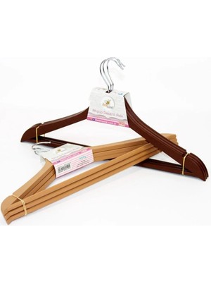 Aesco Ahşap Görünümlü Plastik Elbise Askısı 3 Lü ROYALEKS-AK439
