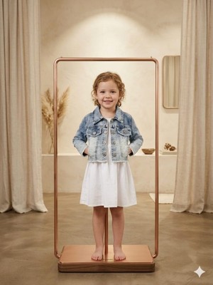 Lina Baby Bloomm Kız Çocuk Kot Ceket Crop Model Açık Mavi Denim Ceket