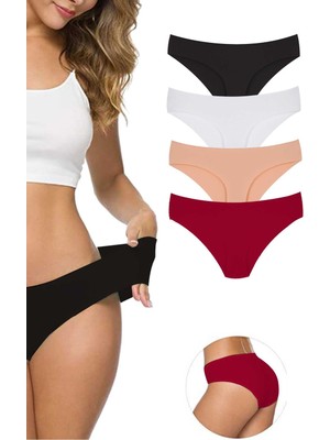 Aesco 4 Adet Kadın Dikişsiz Lazer Kesim Esnek Iz Yapmayan Külot S5