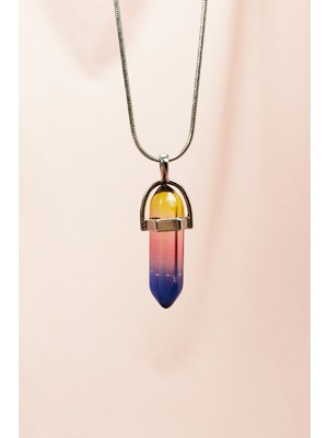 Aesco Çakra Doğal Taşı Zincirli El Yapımı Tasarımlı Kolye Uç: 3,5 cm Zincir: 20 cm Kutulu