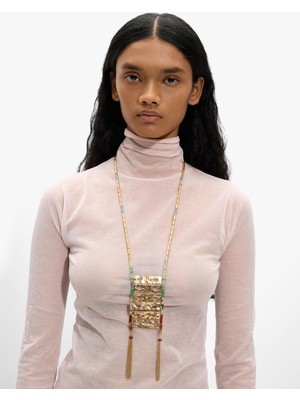 Parfois Taş Boncuklu ve Metal Püsküllü Kolye