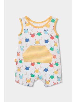 Boboli Yengeç Desenli Kısa Tulum 3-18 Ay Sarı