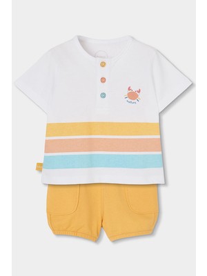 Boboli Çizgi Desenli 2li Takım 6-24 Ay Sarı