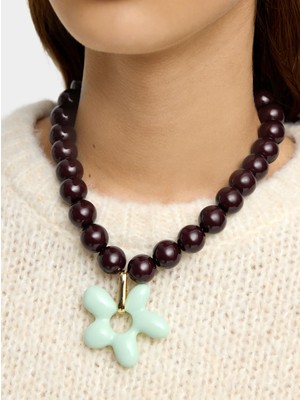 Parfois Boncuklu ve Çiçek Aksesuarlı Kısa Kolye