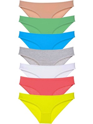 Aesco 7 Adet Süper Eko Set Likralı Kadın Slip Külot Çok Renkli