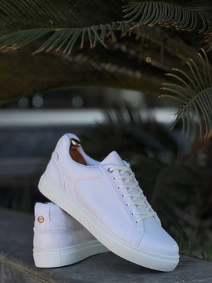 Indispensablely Kb-Bx1 Beyaz Cilt Yüksek Beyaz Taban Günlük Erkek Ayakkabı