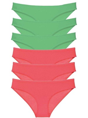 Aesco 6 Adet Eko Set Likralı Kadın Slip Külot Yeşil Fuşya