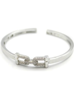 Aesco Taşlı Vip Bilezik - Gümüş