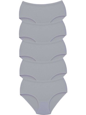 Aesco 5 Adet Tutku Kadın Yüksek Bel Bato Kalın Lastik Külot Gri