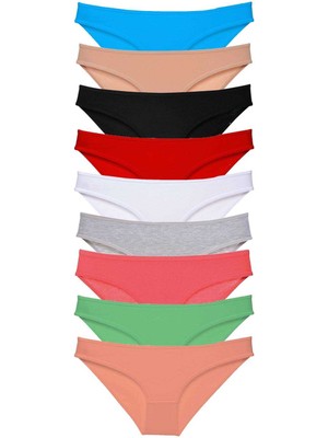 Aesco 9 Adet Süper Eko Set Likralı Kadın Slip Külot Tüm Renkler
