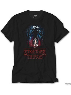 Stranger Things Demogorgan In The Forest Siyah Tişört