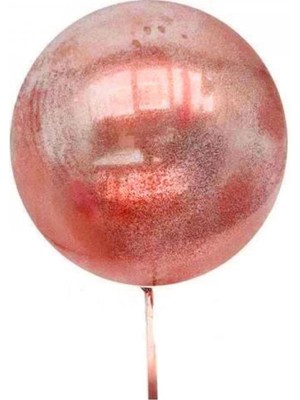 AyrStore Buğz Kırmızı Simli Yuvarlak Şeffaf Balon 24 Inç