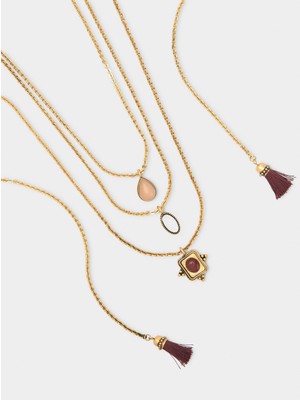 Parfois Taşlı ve Püsküllü Kolye