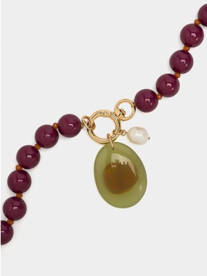 Parfois Boncuklu ve Oval Aksesuarlı Kısa Kolye