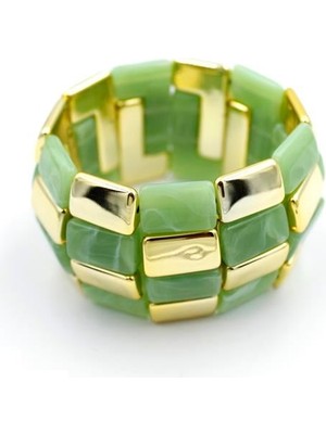 Aesco Lastikli Taşlı Bilezik - Yeşil