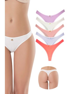 Aesco 5 Adet Pamuklu Kadın Klasik Tanga Soft Renkler