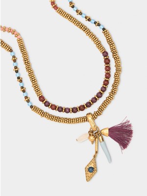 Parfois Boncuklu ve Taşlı Çift Kolye