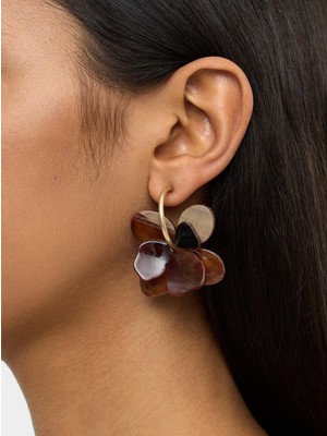 Parfois Çift Çiçek ve Taş Efektli Maxi Halka Küpe