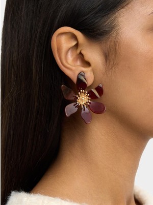 Parfois Taş Efektli Maxi Çiçek Küpe