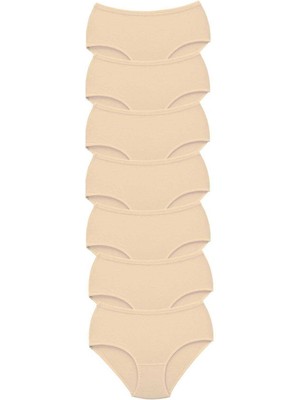 Aesco 7 Adet Tutku Kadın Yüksek Bel Bato Kalın Lastik Külot Ten