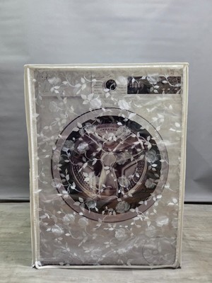 Başak Ev Tekstili Şeffaf Pvc Çamaşır ve Kurutma Makinesi Örtüsü – Beyaz Çiçek Desenli, Su Geçirmez