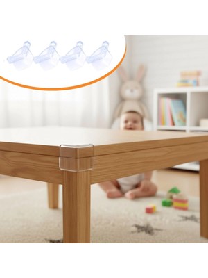 Aesco 4 Adet Kendiliğinden 3m Yapışkanlı Yumuşak ve Esnek Yapıda Sehpa,masa,dolap Köşe Koruyucu Aparat