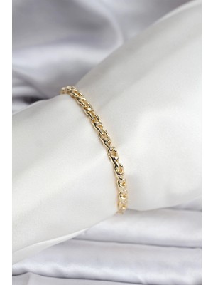Bazarhane 14K Gold Renk Kaplama Zincir Model Kadın cm Bileklik