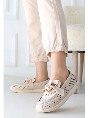 Indispensablely Riwan Bej Cilt Babet Ayakkabı