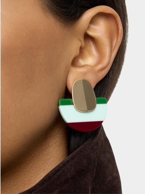 Parfois Çizgili Yarım Daire Küpe