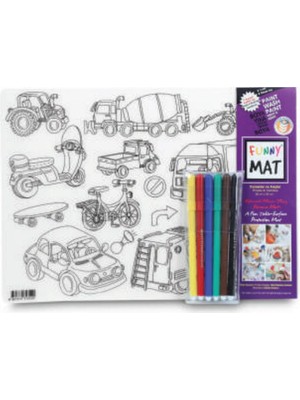 Aesco Funny Mat - Korsanlar ve Araçlar 6'lı Kalem Hediyeli 25 x 35 cm