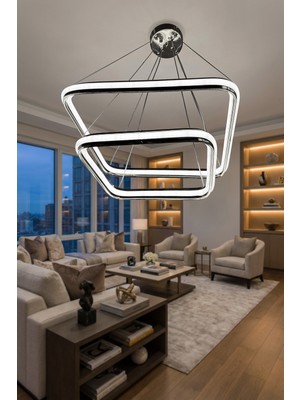 G-Light Zümrüt Kısa Model 2 Katlı Salon - Oturma Odası Sarkıt LED Avizesi