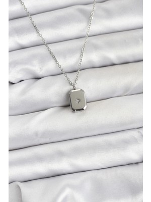 Bazarhane 316L Çelik Zincir Gümüş Renk Minimal Kutup Yıldızı Model Kadın Kolye