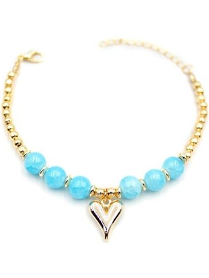 Aesco Boncuklu Kalp Bileklik - Mavi