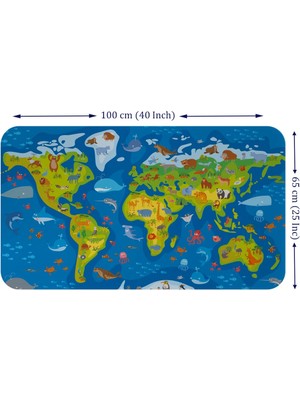 Beta Moda Hub Eğitici Dünya Haritası Dünya Atlası Çocuk ve Bebek Odası Duvar STICKER-60X105-3774